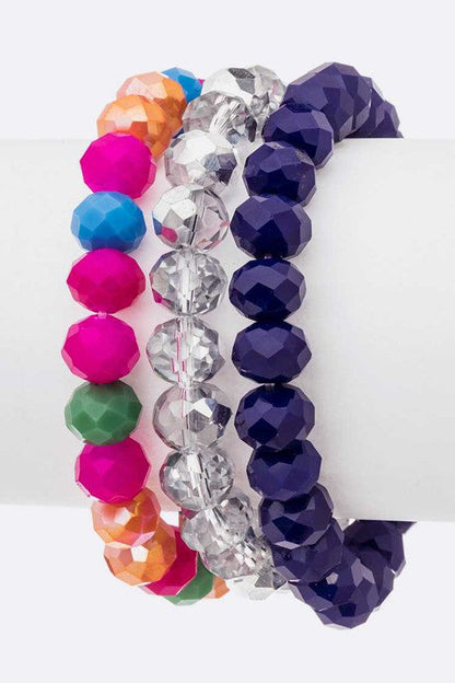 Colorful Crystal Stretch Bracelet Set Multi Strand Pack