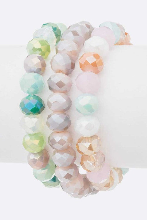 Colorful Crystal Stretch Bracelet Set Multi Strand Pack