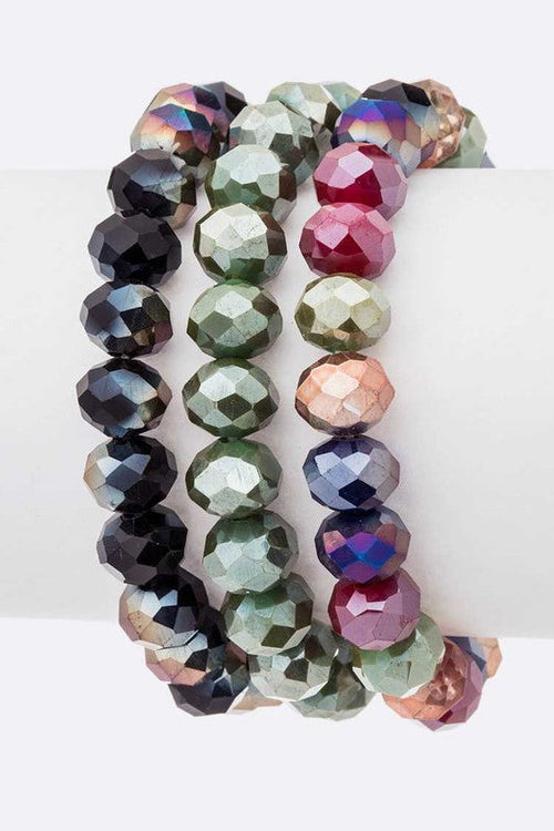 Colorful Crystal Stretch Bracelet Set Multi Strand Pack