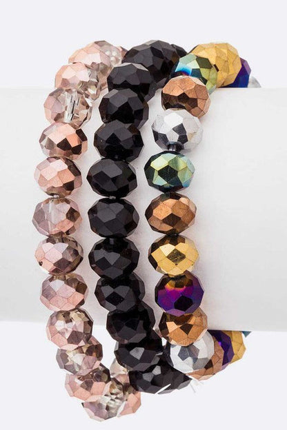 Colorful Crystal Stretch Bracelet Set Multi Strand Pack