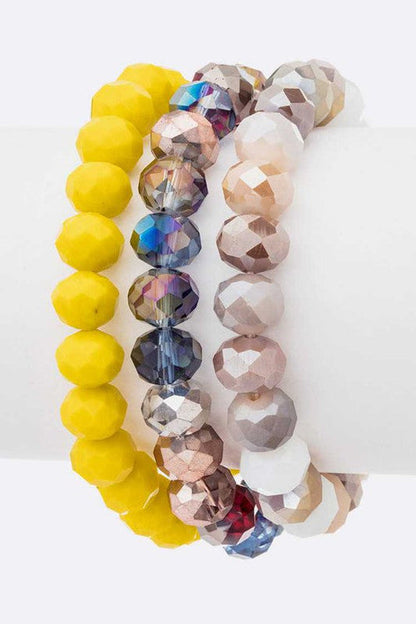 Colorful Crystal Stretch Bracelet Set Multi Strand Pack