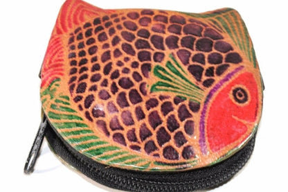 Colorful Fish Leather Coin Purse Small Zipper Wallet