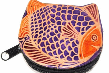 Colorful Fish Leather Coin Purse Small Zipper Wallet