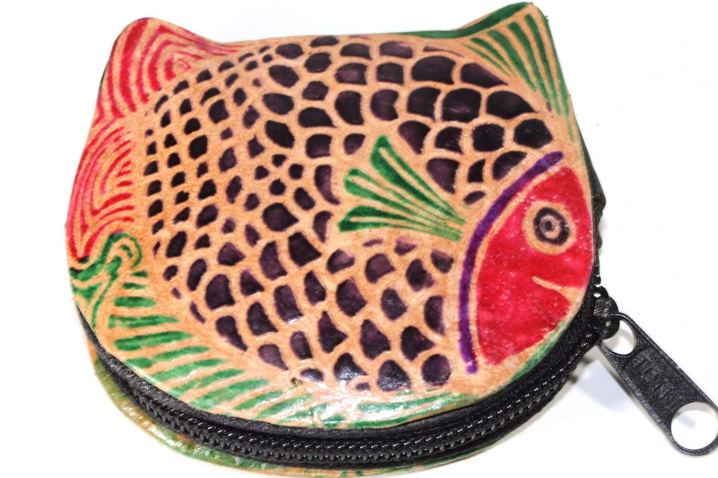Colorful Fish Leather Coin Purse Small Zipper Wallet