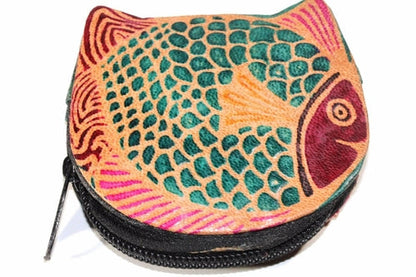 Colorful Fish Leather Coin Purse Small Zipper Wallet