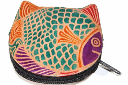 Colorful Fish Leather Coin Purse Small Zipper Wallet