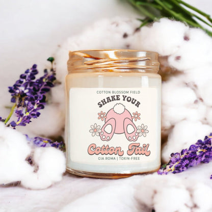 Cotton Blossom Candle - Fresh Lavender Cotton Scented Soy Candle, Home Spa