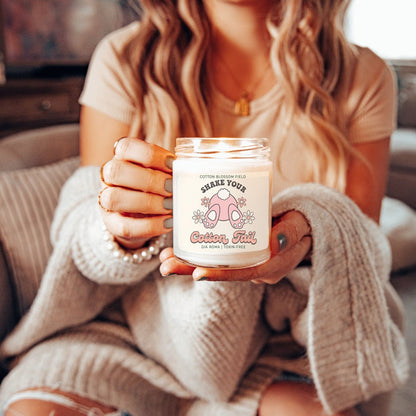 Cotton Blossom Candle - Fresh Lavender Cotton Scented Soy Candle, Home Spa