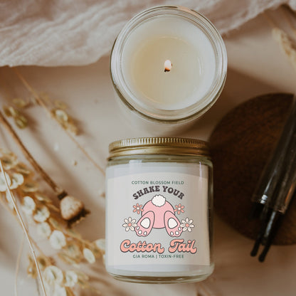 Cotton Blossom Candle - Fresh Lavender Cotton Scented Soy Candle, Home Spa