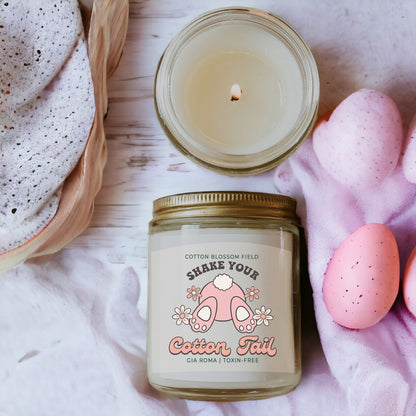 Cotton Blossom Candle - Fresh Lavender Cotton Scented Soy Candle, Home Spa