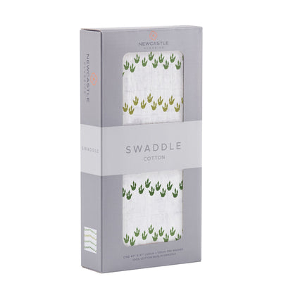 Cotton Muslin Baby Swaddle Dino Feet Print Lightweight