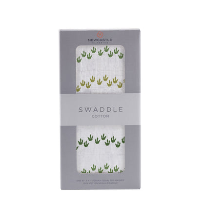 Cotton Muslin Baby Swaddle Dino Feet Print Lightweight