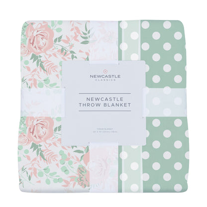 Cotton Muslin Cozy Throw Blanket Desert Rose Jade Dots