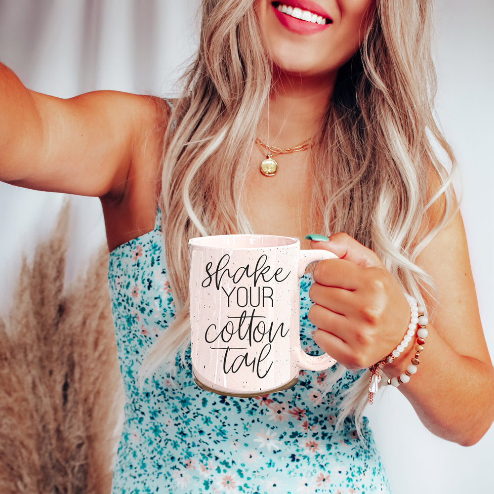 Shake Your Cotton Tail 16oz Ceramic Easter Coffee Mug Pastel Pink Blue