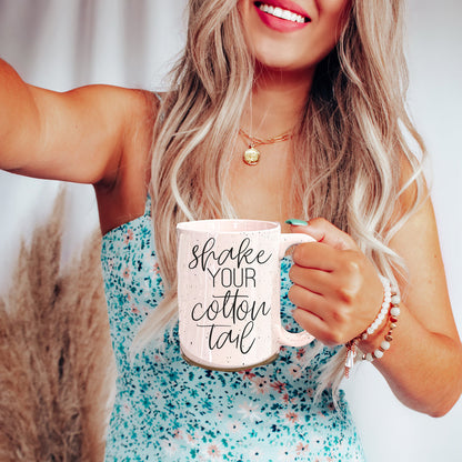 Shake Your Cotton Tail 16oz Ceramic Easter Coffee Mug Pastel Pink Blue