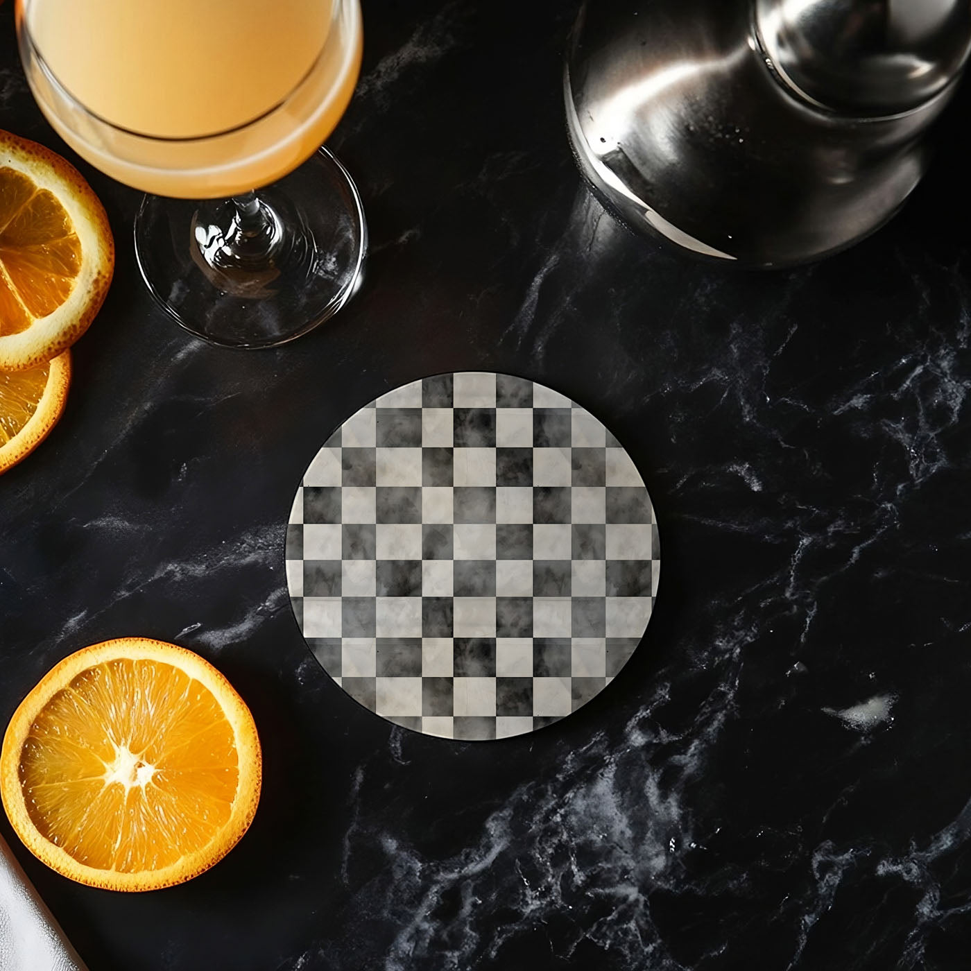 Spring Ceramic Coasters Set of 4 Courtly Check Designs Absorbent Drink Coasters for Table Protection