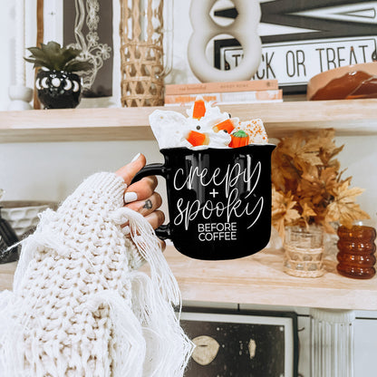 Creepy Spooky Black Ceramic Mug 14.5oz Halloween Coffee Cup For Gothic Morning Vibes