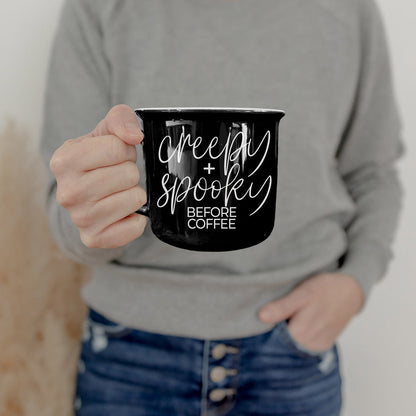 Creepy Spooky Black Ceramic Mug 14.5oz Halloween Coffee Cup For Gothic Morning Vibes