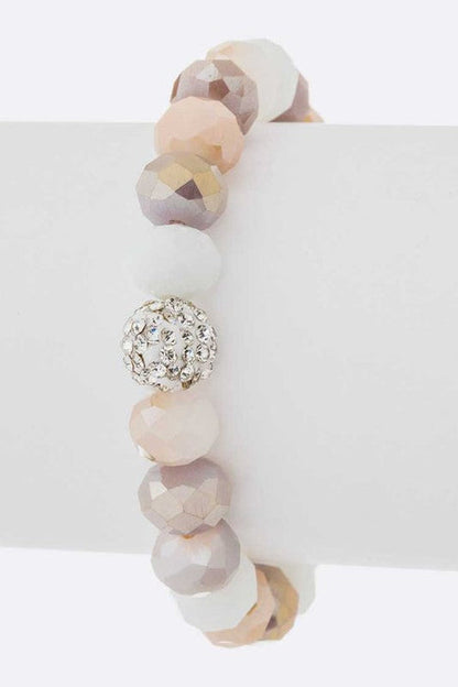 Crystal Bead Stretch Bracelet Set Multi Color Sparkle
