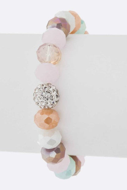Crystal Bead Stretch Bracelet Set Multi Color Sparkle