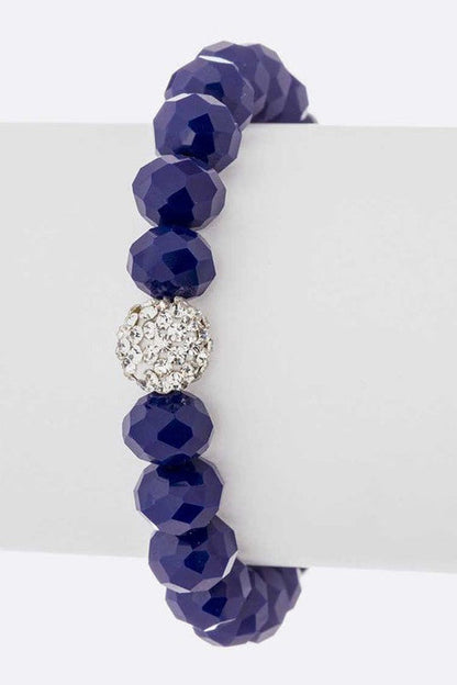 Crystal Bead Stretch Bracelet Set With Rhinestone Accent