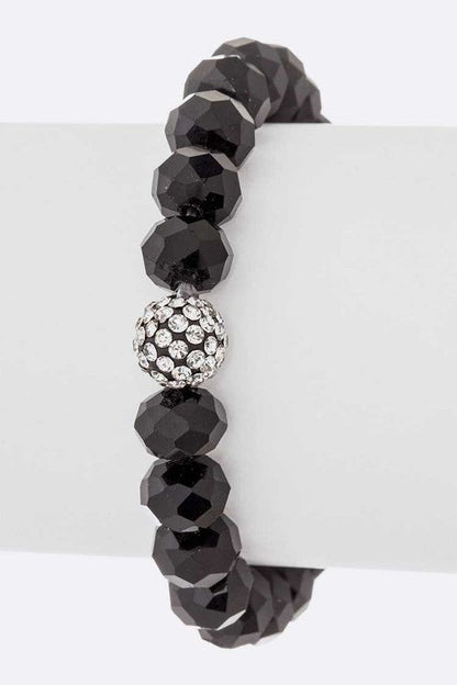 Crystal Bead Stretch Bracelet Set With Rhinestone Accent
