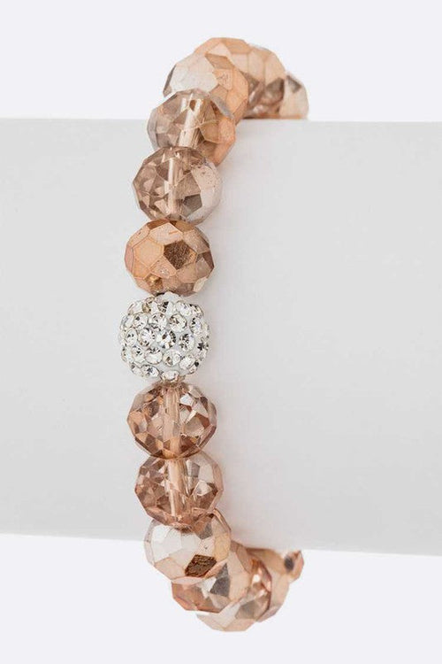 Crystal Bead Stretch Bracelet Set With Rhinestone Accent