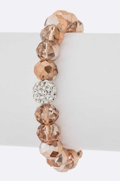 Crystal Bead Stretch Bracelet Set With Rhinestone Accent