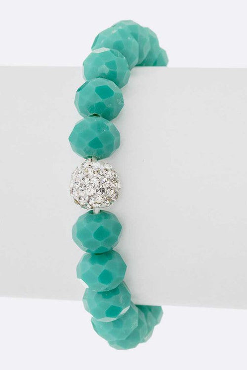 Crystal Bead Stretch Bracelet Set With Rhinestone Accent