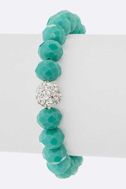 Crystal Bead Stretch Bracelet Set With Rhinestone Accent