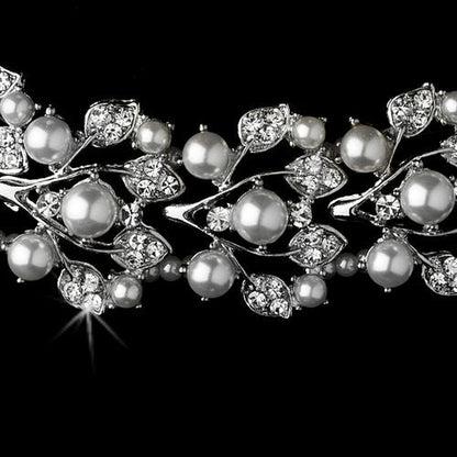 Crystal Pearl Necklace And Earrings Bridal Jewelry Set