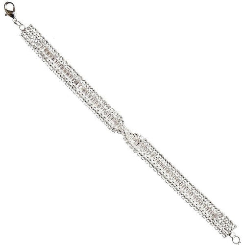 Cubic Zirconia Bow Twist Link Bracelet For Women Adjustable