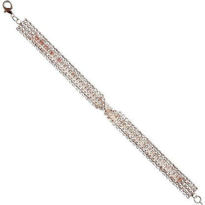 Cubic Zirconia Bow Twist Link Bracelet For Women Adjustable
