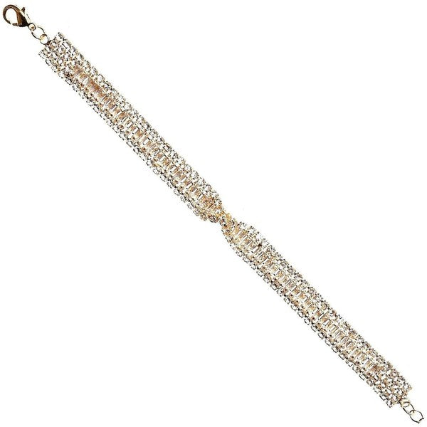 Cubic Zirconia Bow Twist Link Bracelet For Women Adjustable