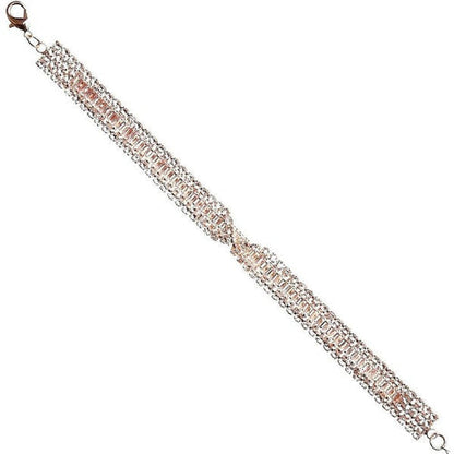 Cubic Zirconia Bow Twist Link Bracelet For Women Adjustable