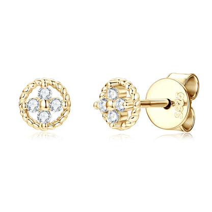 D-Color Moissanite Round Stud Earrings 925 Sterling Silver For Women Party