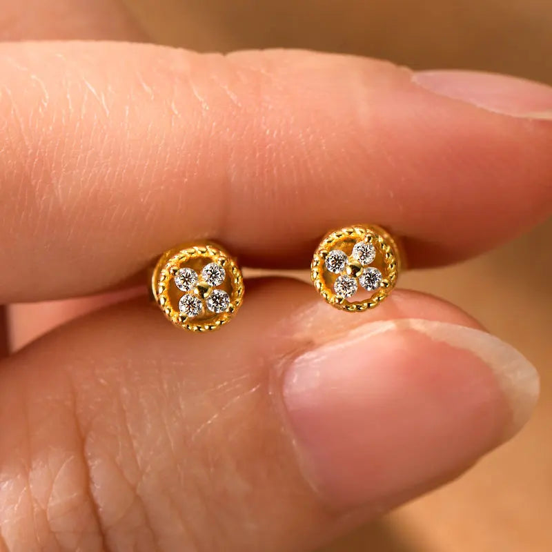 D-Color Moissanite Round Stud Earrings 925 Sterling Silver For Women Party