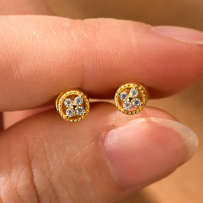 D-Color Moissanite Round Stud Earrings 925 Sterling Silver For Women Party