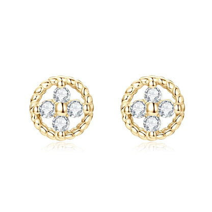 D-Color Moissanite Round Stud Earrings 925 Sterling Silver For Women Party