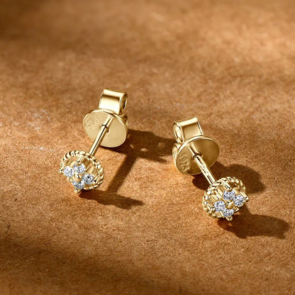 D-Color Moissanite Round Stud Earrings 925 Sterling Silver For Women Party