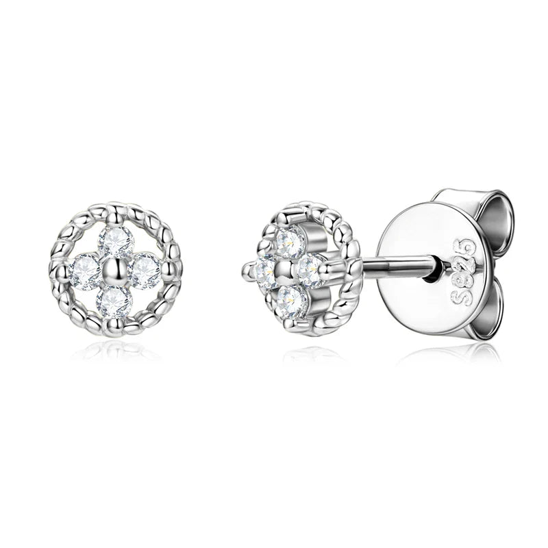 D-Color Moissanite Round Stud Earrings 925 Sterling Silver For Women Party