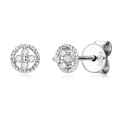 D-Color Moissanite Round Stud Earrings 925 Sterling Silver For Women Party