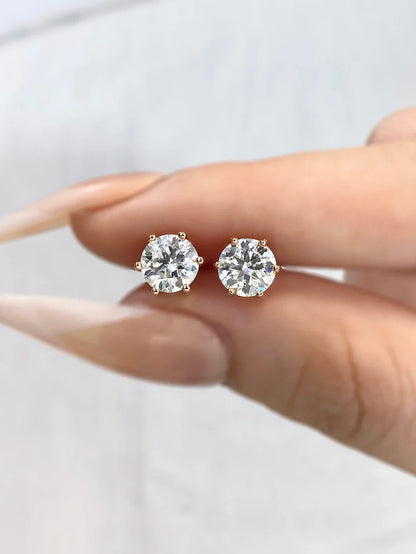 D Color Moissanite Stud Earrings 0.1-2ct Certified Lab Created 925 Sterling