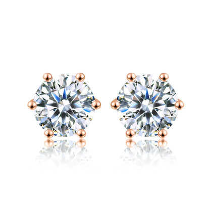 D Color Moissanite Stud Earrings 0.1-2ct Certified Lab Created 925 Sterling