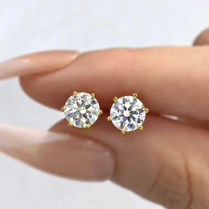 D Color Moissanite Stud Earrings 0.1-2ct Certified Lab Created 925 Sterling