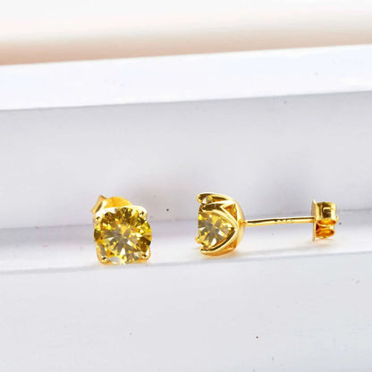 D Color Moissanite Stud Earrings 925 Sterling Silver 18K Gold Plated for Women