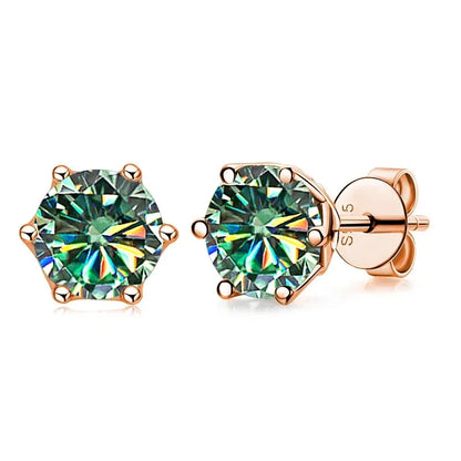 0.5-1ct D Color Moissanite Stud Earrings 925 Sterling Silver Gold Plated