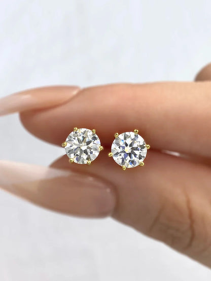 D Color Moissanite Stud Earrings 0.1-2ct Certified Lab Created 925 Sterling