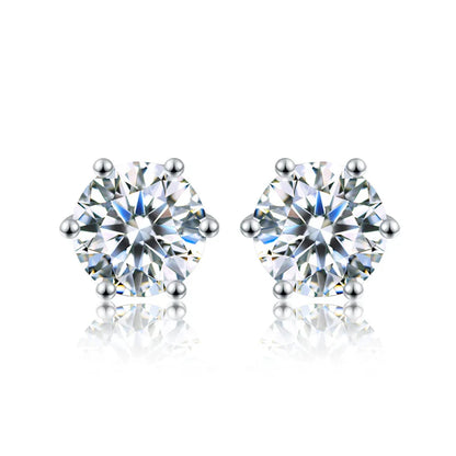 D Color Moissanite Stud Earrings 0.1-2ct Certified Lab Created 925 Sterling