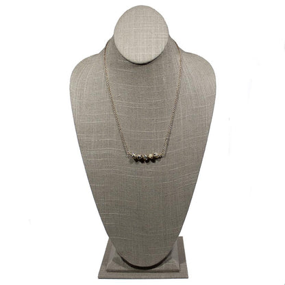 Dalmatian Jasper Wire Wrapped Pod Necklace 18 Inch Gold